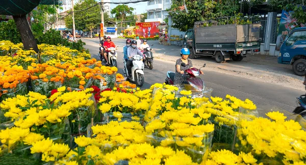 Chi Minh City Βιετνάμ Ιανουαρίου 2020 Bustle Αγορά Λουλουδιών Στην — Φωτογραφία Αρχείου