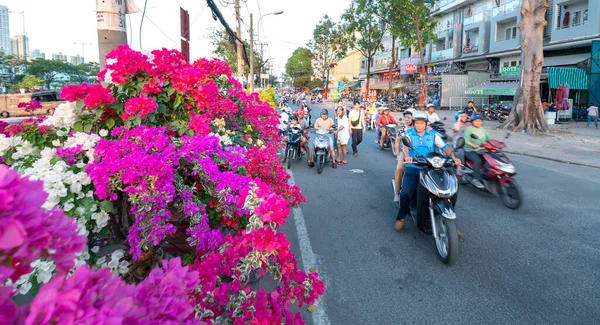 Chi Minh City Vietnam Gennaio 2020 Bustle Compra Fiori Mercato — Foto Stock