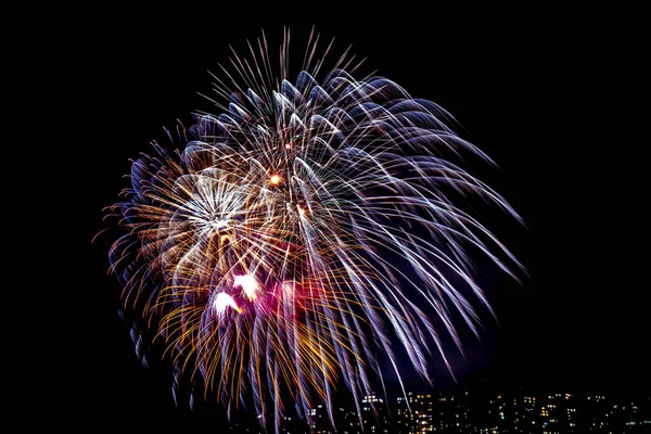 Coloridos Fuegos Artificiales Cielo Víspera Año Nuevo Rituales Para Dar —  Fotos de Stock