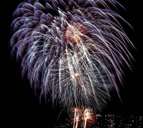 Coloridos Fuegos Artificiales Cielo Víspera Año Nuevo Rituales Para Dar —  Fotos de Stock