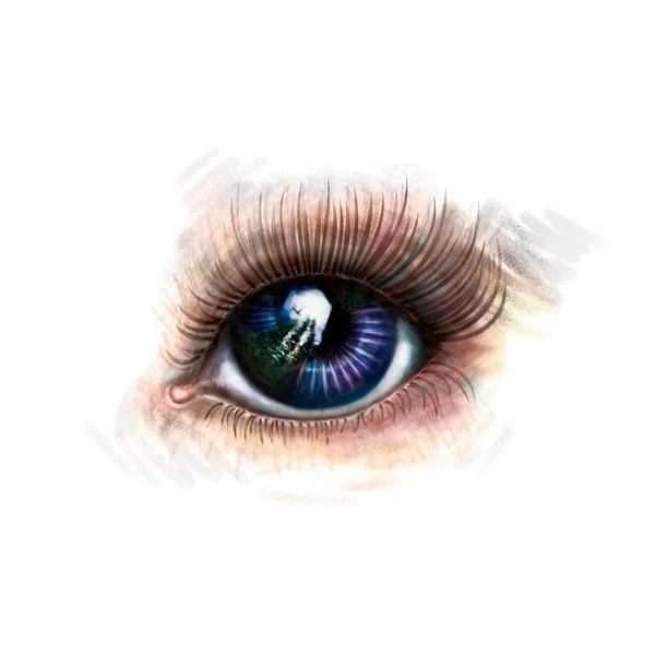 Малювання очей, синій райдужний — стокове фото