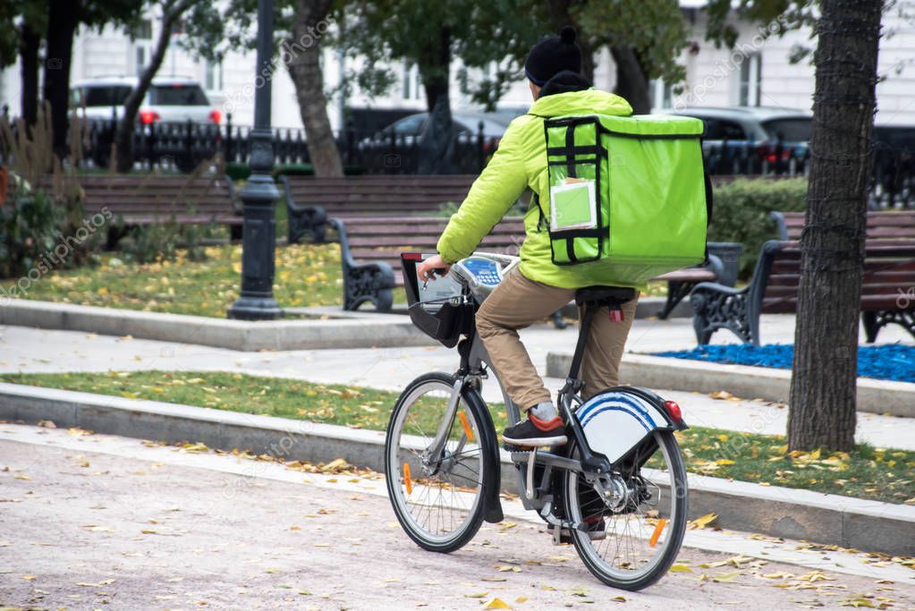 delivery on the bike on the city