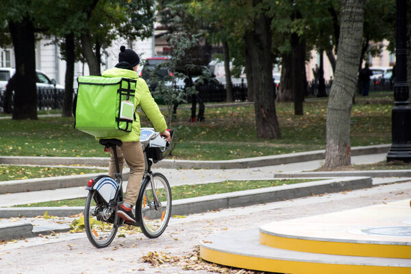 delivery on the bike on the city