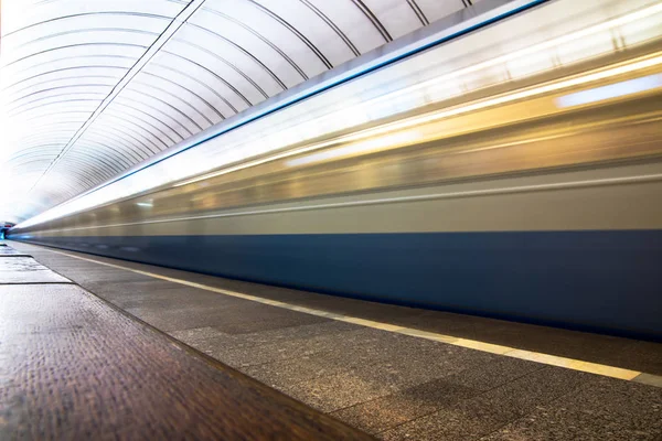 Subway metro train arriving at a station Stock Image