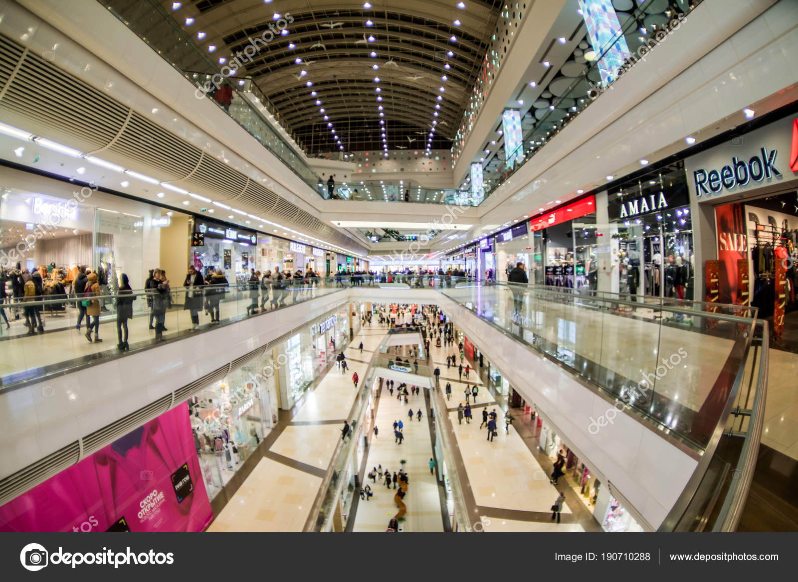 Columbus Shopping Mall Interior With Fisheye Effect Stock