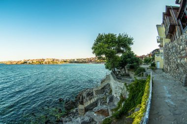 gün batımı Körfezi'eski şehir güzel manzaralı kafe