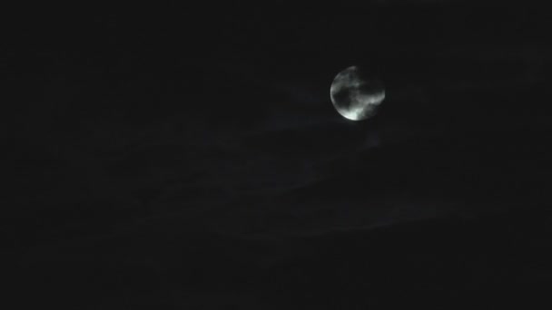 Tijd lapse wolken met de maan achter hen in de nachtelijke hemel. — Stockvideo