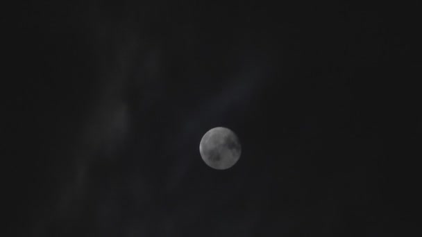 Tijd lapse wolken met de maan achter hen in de nachtelijke hemel. — Stockvideo