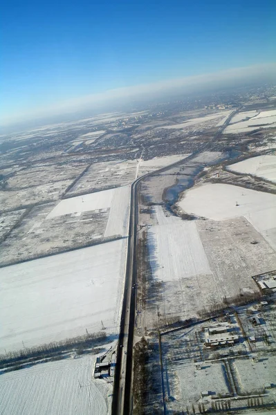 Vista aerea in tempo d'inverno — Foto Stock