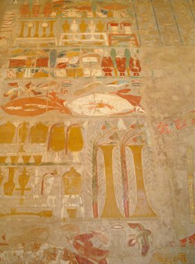 Mısır'daki Kraliçe Hatshepsut tapınağında Mısır hiyeroglif