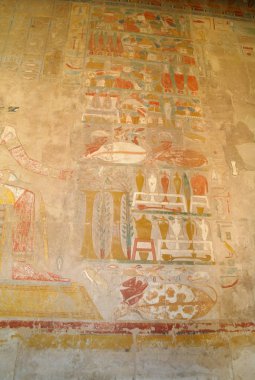 Mısır'daki Kraliçe Hatshepsut tapınağında Mısır hiyeroglif