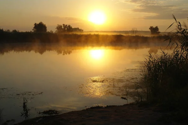 Paisaje con río temprano en la mañana Imagen de archivo