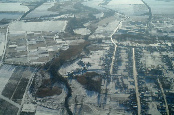 Χειμωνιάτικο τοπίο της πόλης από ψηλά. Χάρκοβο, Ουκρανία. — Φωτογραφία Αρχείου