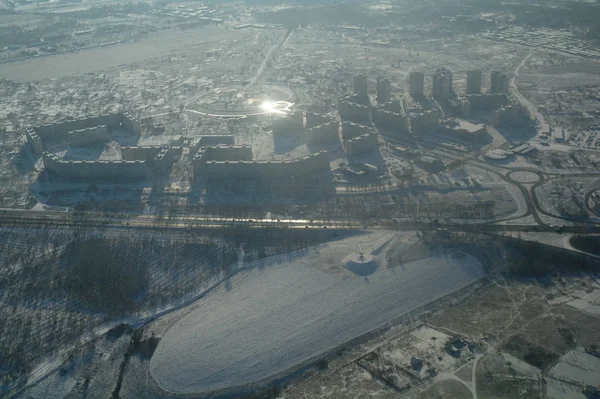 Paisaje invernal de la ciudad desde las alturas. Járkov, Ucrania . — Foto de Stock