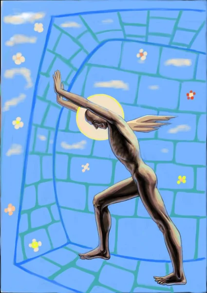 Ein Mann fliegt in den Himmel — Stockfoto