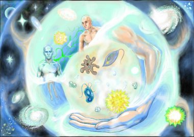 Microbes, people and universe clipart