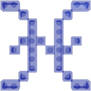 Burada Zodiac tabelasını görebilirsiniz, mavi şeffaf renkli balıklar.