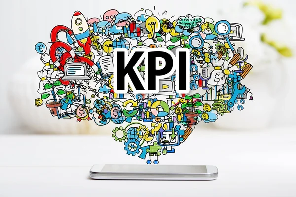 Concepto KPI con smartphone —  Fotos de Stock