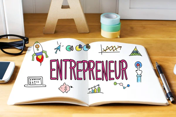 Concept d'entrepreneur avec carnet — Photo