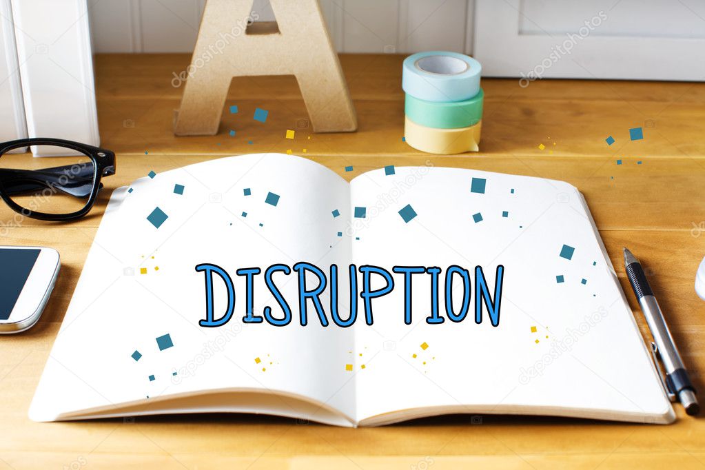 Disruption concept with notebook 