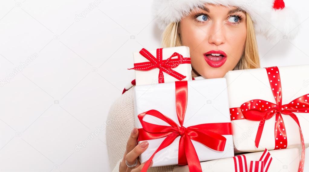 woman with Christmas gifts 