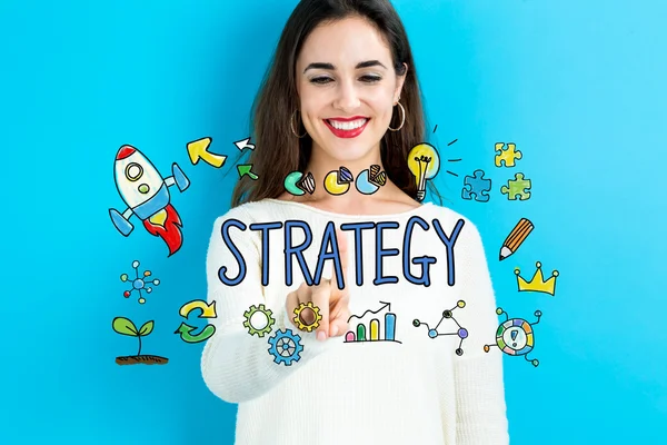 Strategie concept met jonge vrouw — Stockfoto