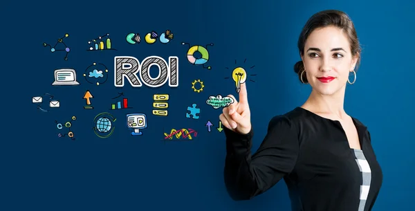 Concepto ROI con mujer de negocios — Foto de Stock