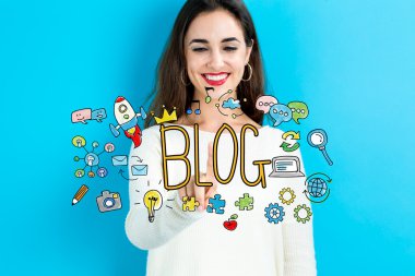 Genç kadın ile blog kavramı