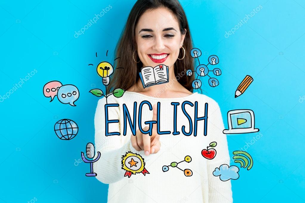 English concept with young woman