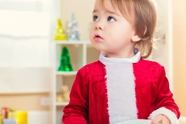 Menina criança em traje de Santa — Fotografia de Stock