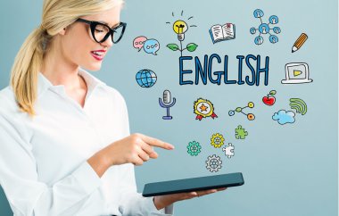 bilgisayar tablet holding iş kadını