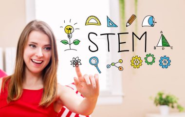 STEM concept with young woman clipart