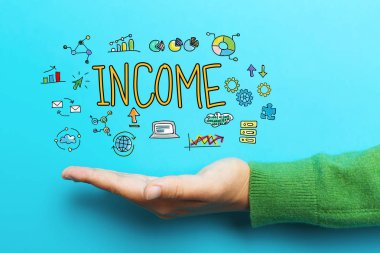 Income concept with hand  clipart