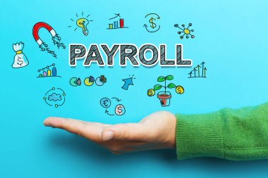 Payroll concept with hand  clipart