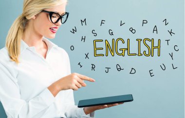 İş kadını ile İngilizce metin