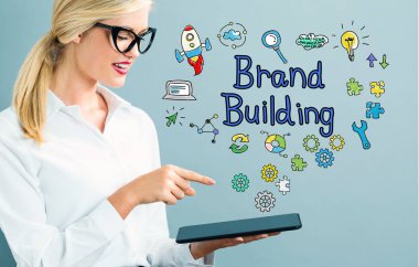 Brand Building text with business woman