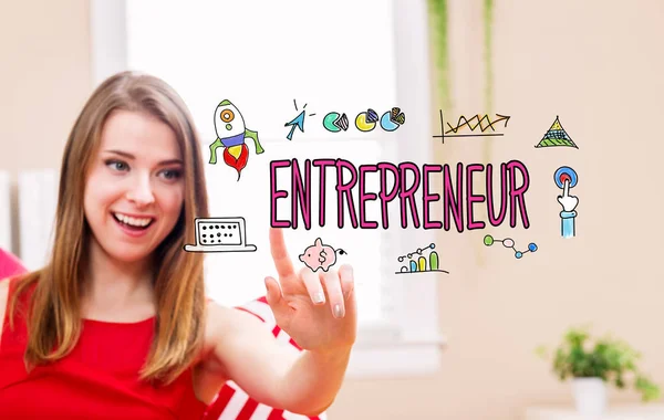 Entrepreneur concept with young woman — Stock Photo, Image