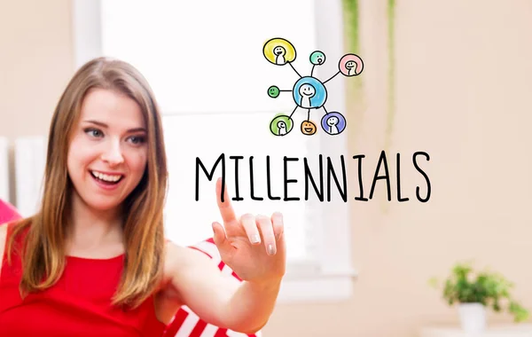 Concepto de los Millennials con la mujer joven —  Fotos de Stock