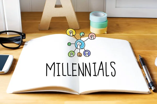 Millennials έννοια με το Σημειωματάριο — Φωτογραφία Αρχείου