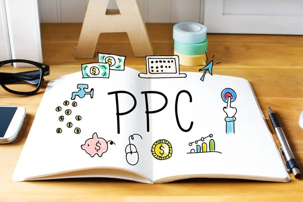 PPC concept with notebook — Stock Photo, Image