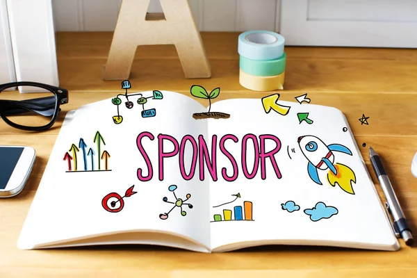 Concetto Sponsor con notebook — Foto Stock