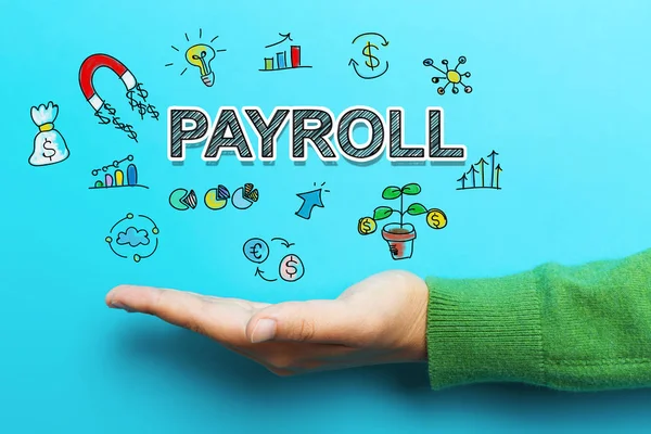 Payroll concept met hand — Stockfoto