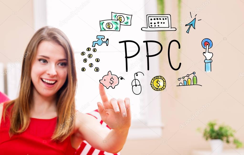 PPC concept with young woman