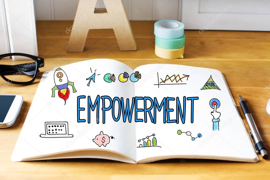 Empowerment concept with notebook 