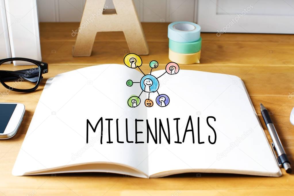 Millennials concept with notebook