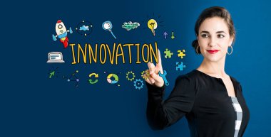 Innovation concept with business woman  clipart
