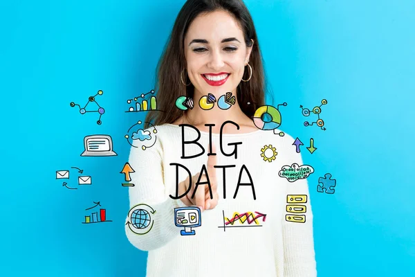 Big Data concetto con giovane donna — Foto Stock