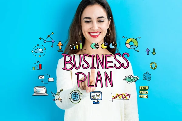 Business Plan concept met jonge vrouw — Stockfoto