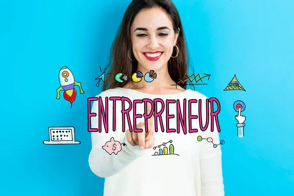 Entrepreneur concept with young woman — Stock Photo, Image