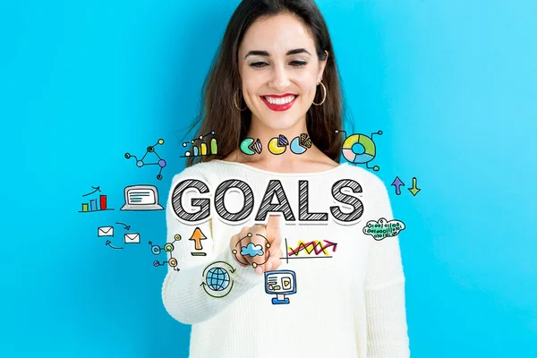 Goals concept with young woman — Stock Photo, Image